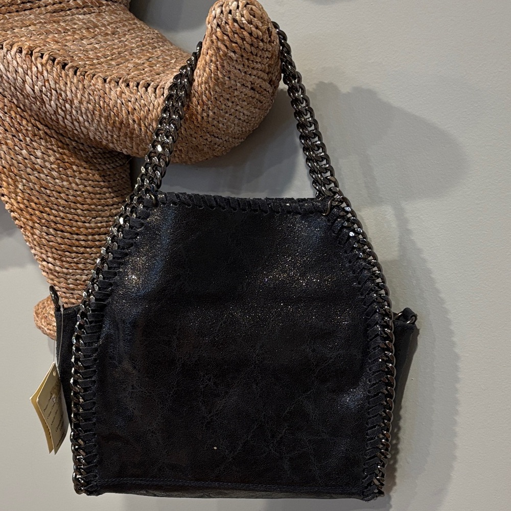 💙Borse in Pelle Navy Blue Chain-Trim Women's Shoulder Bag MADE IN ITALY